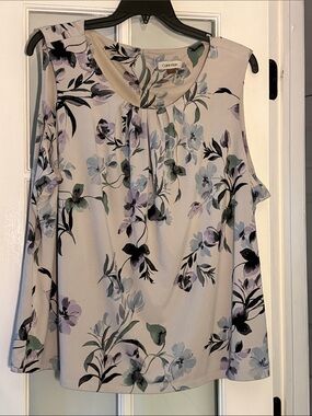 Calvin Klein Cream Floral Sleeveless Camisole with Lavender and Sage Accents